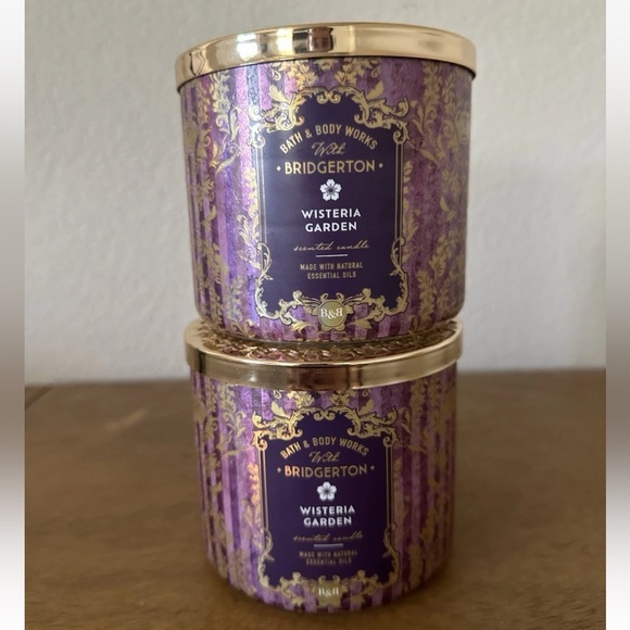 2X Bath & Body Works BRIDGERTON WISTERIA GARDEN 3 wick candles NEW - Picture 1 of 3